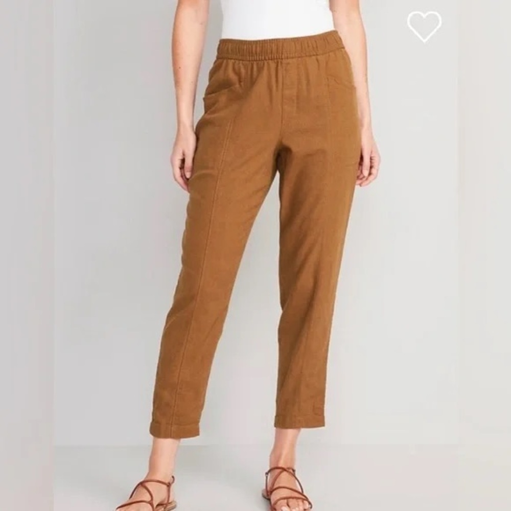 TRIO Old Navy High-waisted cropped linen blend tapered pants - Picture 9 of 9